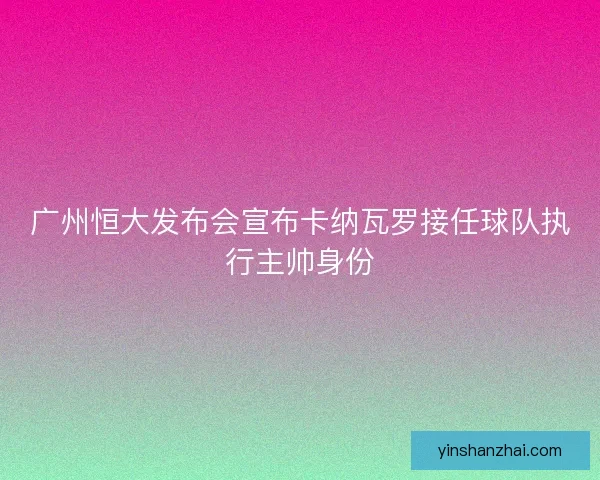 广州恒大发布会宣布卡纳瓦罗接任球队执行主帅身份