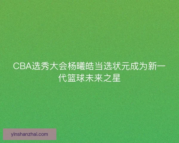 CBA选秀大会杨曦皓当选状元成为新一代篮球未来之星