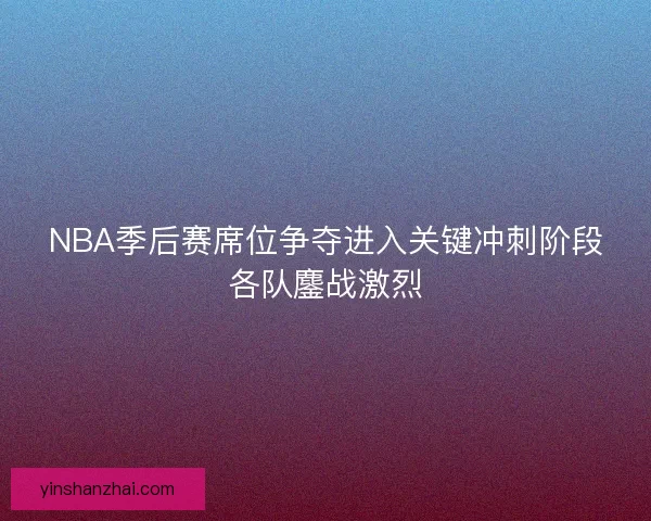 NBA季后赛席位争夺进入关键冲刺阶段各队鏖战激烈 NBA季后赛席位争夺进入关键冲刺阶段各队鏖战激烈